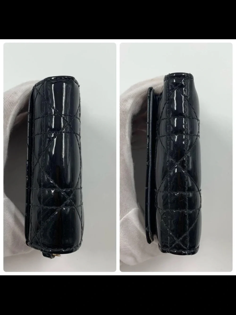 Dior Black Patent Quilted Leather Wallet